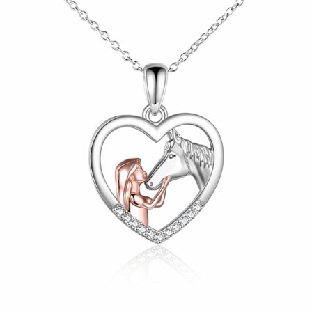 Hengende Hvit Hest Smykke i Sterlingsølv for Jenter (Hvit Hest Halskjede)