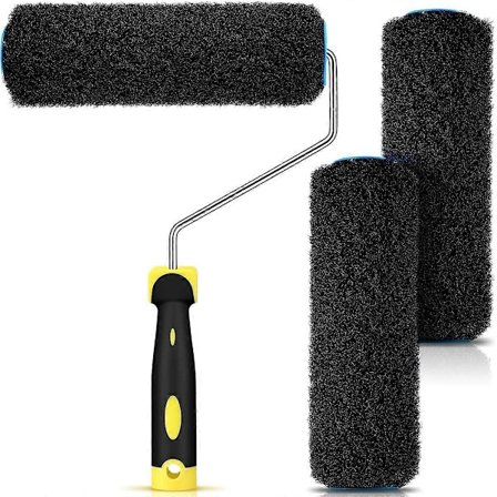 3 st Gipsbruk Rolleröverdrag med 1 st Färgrulle Ram, Gips Textur Rollerborste för Pu