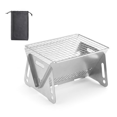 Sammenleggbar bærbar rustfritt stål camping bålpanne grill utendørs piknik grill med bæreveske
