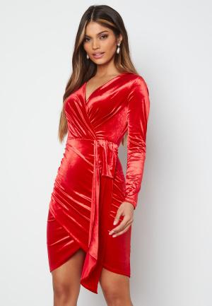 Bubbleroom - Snapshot Drape Dress S - Red - Klänningar - Dam