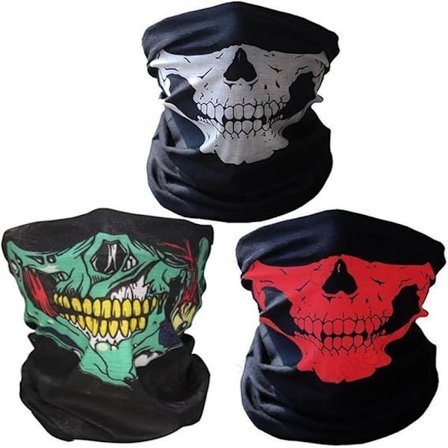 3-pak sømløs dødningehoved ansigtsrør maske åndbar halsvarmer ansigtsmaske pandebånd tørklæde motorcykel hovedbeklædning