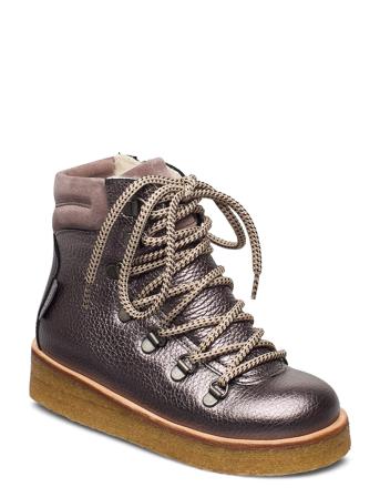 Boots - Flat - With Lace And Zip Brown ANGULUS