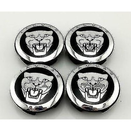 Set med 4 hjulnavkapslar NAVKAPSLAR Svarta 59mm för JAGUAR X TYPE XK XF XJ XJ8 XJ6