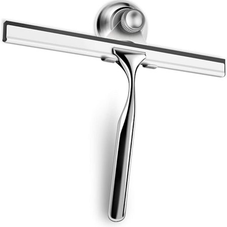 Vinduesvisker med kraftige sugekopkroge – Rustfrit stål, brusevisker til brusekabiner, vinduer og bilglas, 28 cm (sølv)