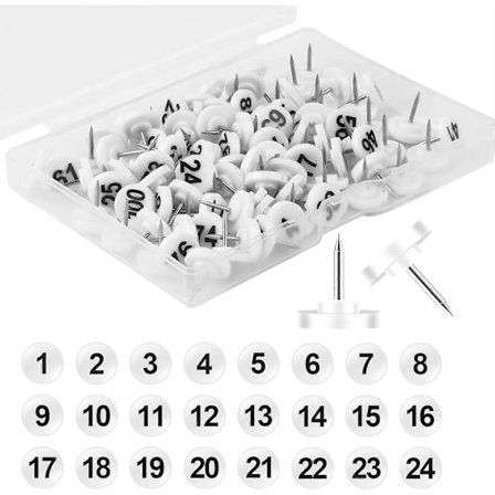 100 st Numrerade Push Pins, 1-100 Sekventiella Nummer Tacks Push Pins Plast