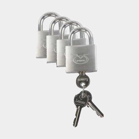 Cadenas LEMEN 30, Ø5 mm, verrouillage identique, argent, 4-pack