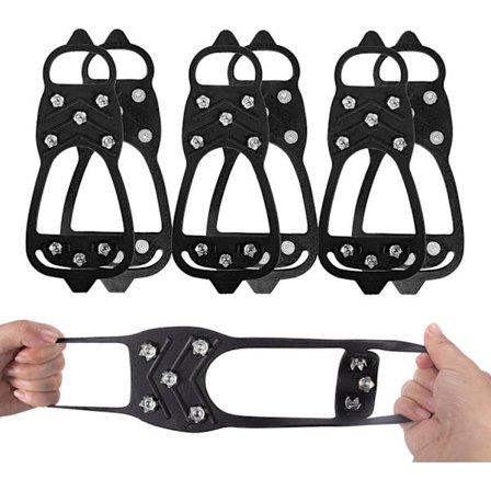 Sfee Stegjern Ispigger for Sko og Støvler, Ispigger Snøgrep, Anti-Sklis Stegjern for Sko og Støvler, Svart Medium