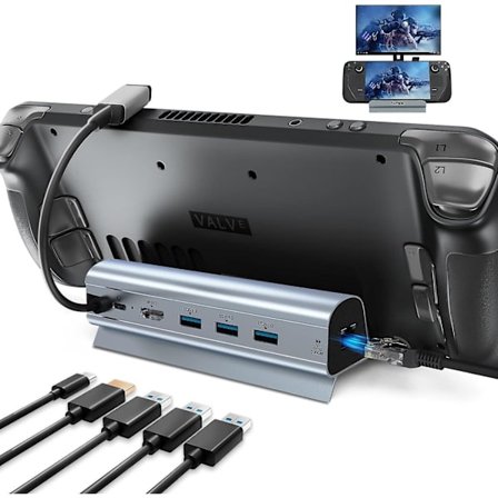 Telakointiasema Steam Deckille, 6-in-1 Alumiiniseos Steam Deck Telakka HDMI 2.0:lla