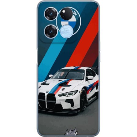 Yhteensopiva Puhelinkuori OnePlus OnePlus Ace Racing BMW M Sport -muotoilu valkoisella kilpa-autolla ja klassisilla M-raidoilla, yksinoikeudella autot