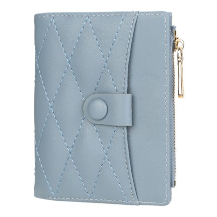 Dam Läderplånbok Liten Bifold Plånbok med Dragkedja Kortfodral Väska med ID-fönster