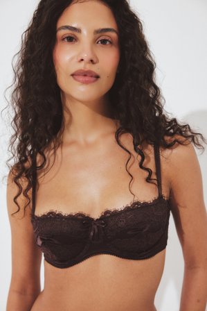 NA-KD Soutien-gorge balconnet en satin - Soutiens-gorge - Marron - EU 80C