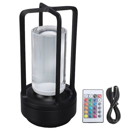 Trådløs bordlampe Crystal Lampskærm 16 farvetemperaturer Fjernbetjening Touch Control RGB Dæmpbar LED Bordlampe Sort