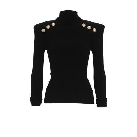 Balmain, Turtlenecks Zwart, Dames, Maat:S