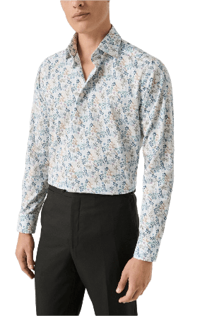Eton Blommig Signature Twill-skjorta Slim Fit Button-downskjortor Herr Blå 40