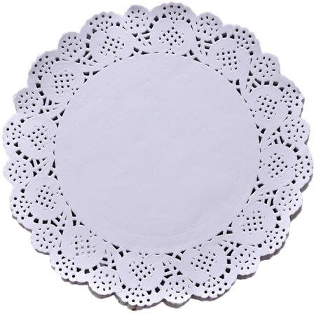 150 Stycken Vita Spets Rund Pappersdukar Tårtförpackningsunderlägg Bröllopsdukning Dekoration (240mm)