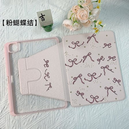 Stilrent fodral för iPad 10 10.9" rosa rosett roterande målning