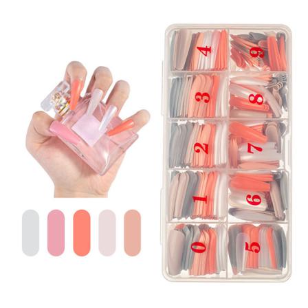 500st Blandade Färger Cover Långa Heltäckande Kista Falska Naglar 44 500pcs