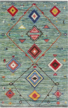 Hand Knotted Moroccan Berber - Afghanistan 192X302 Wool Rug Green/Dark Green