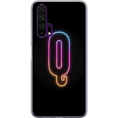 Yhteensopiva Puhelinkuori Honor Honor 20 Pro Minimalistinen neonkirjain Q kirkkaissa väreissä tummaa taustaa vasten