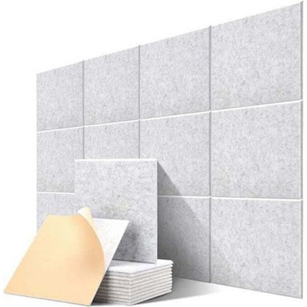 12 Akustikpaneler – Självhäftande ljudabsorberande paneler 30×30cm, Hög Densitet effektiv ljudisolering