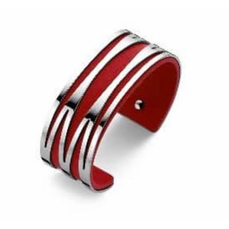 Victoria armband i silverfärg med röd mönstring