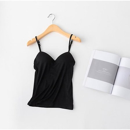 Dame Behagelig Vest med Indbygget BH V-hals Ærmeløs Justerbar Rem Tanktop Ny