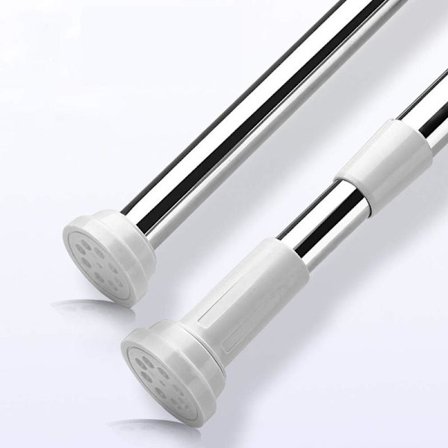 Fjærspennings gardinstang uten boring, klassisk hvit finish, justerbare gardinstenger i rustfritt stål, rustfri og kraftig for kjøkken og stue