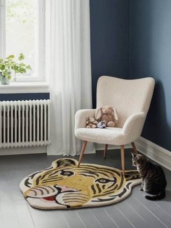 Tappeto Bambini Di Lana Animale Me Tiger Giallo Mostarda Piccolo Oeko-Tex