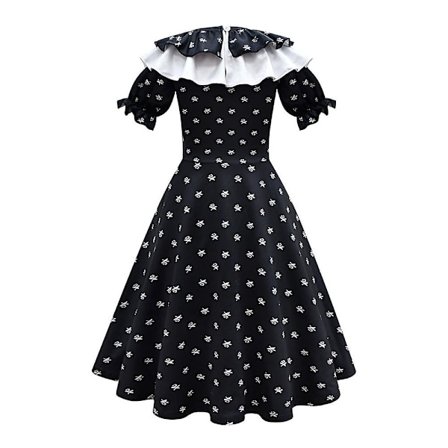 4-10 år onsdag Addams Klänning Barn Flickor Vintage Gothic Cosplay Festklänning Presenter