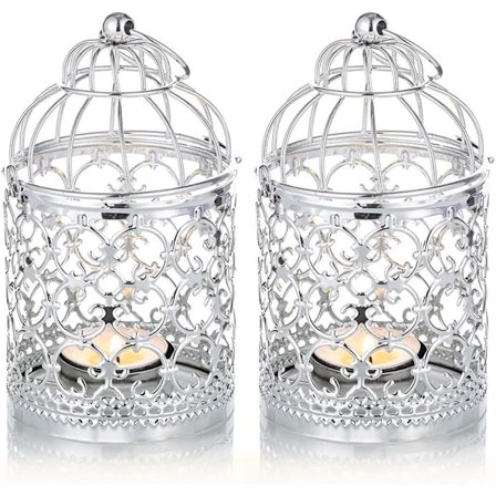 2 kpl koristeellisia lyhtyjä kynttilänjalka ripustus, hopea