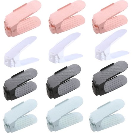 12 Pak Justerbar Skostativ, Slots Sko Organizer, Pladsbesparende