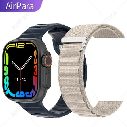 AirPara Smart Watch Ultra Bluetooth-samtal NFC Smartwatch Trådlös Laddning Hälsoövervakning Män Kvinnor Fitnessklockor Serie 8