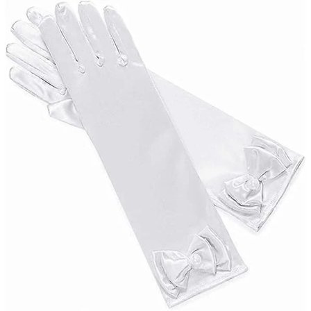 Flick prinsessekjole med sløjfe, hvide handsker i børnestørrelse, 2025.