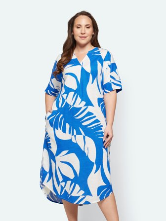 CISO - Hør Kjole - Blå - Mønstret