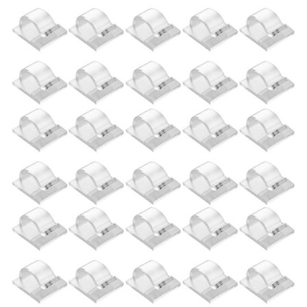 Kroge til udendørs lyskæder, clips, 30-pak, gennemsigtige lyskroge med 30 vandtætte selvklæbende bagsider