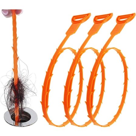 3 stk. Pakke 63,5 cm Avløpsrenser Hårfjerningsverktøy Egnet for avløp, toaletter og dusjrom