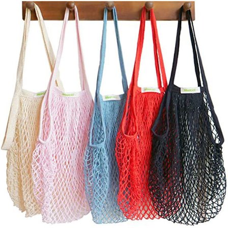 [5 Pack] Premium Mesh Matkassar, Återanvändbara Produkter Påsar, Lång H