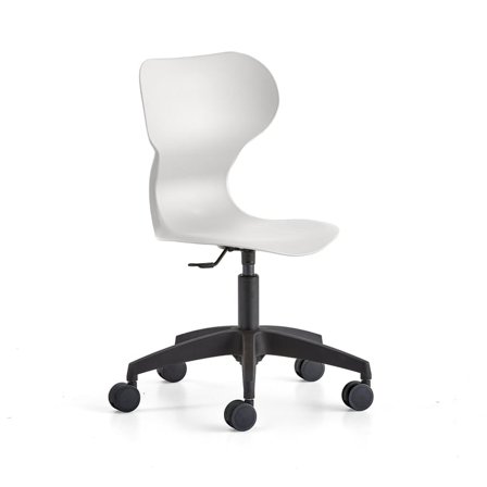 Stol BRIAN, hev- og senkbar, med hjul, lys grå