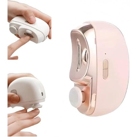 3 i 1 Elektrisk Negleklipper, Elektrisk Neglefil med Indbygget Neglerestbeholder og Børnesikkerhedslås, til voksne og børn