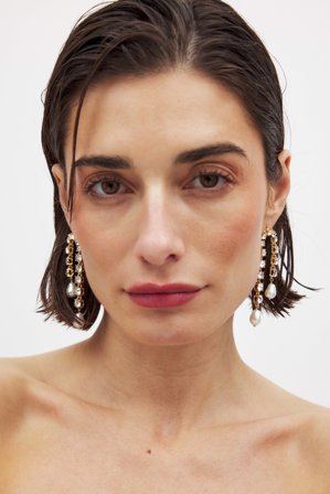 NA-KD Dangle Strass Earrings - Smykker - Guld - One Size