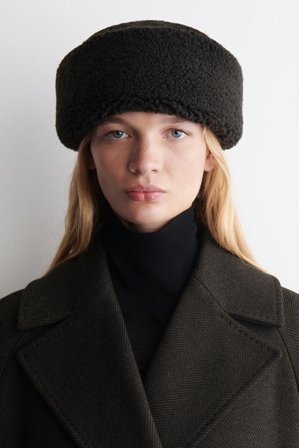 COS Women's Fold Up Teddy Hat in Black