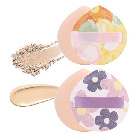 2-pakning med store pudderpuffsett - Myke trekant-sminkepuff for våt og tørr bruk - Tykk skjønnhetsblender - Perfekt for pudder, foundation og 