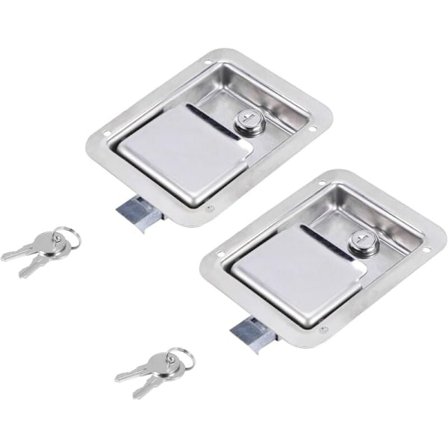 Hårdvara 2-pack Rostfritt Stål Paddel Spring Lås med Lås och Nyckel - Enkelt Infällt Handtag för Husbilsdörr Släpvagn
