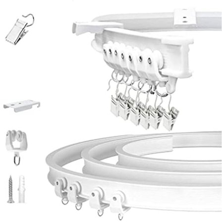 5M Spårstång Flexibel Plast Rail Takmonterad Kurvad Rak Glidfönster Böjbara Tillbehör Kit Heminredning