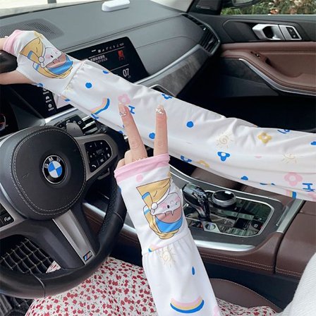 Sommarsolskyddande isärmar för kvinnor, andningsbara, lösa, UV-resistenta, söta, solskydd för studenter, armärmar, tunna ärmar