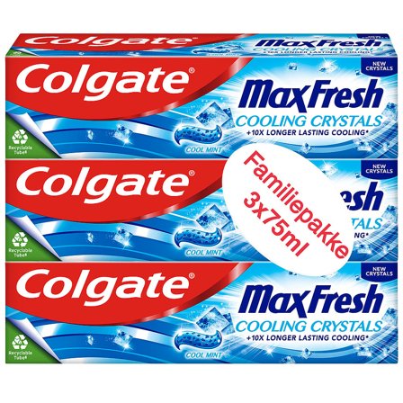 Colgate Tandpasta Max Fresh Cool Mint 3x75 ml, Medicin & Pleje, Mund & Tandpleje, Tandpasta