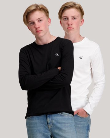 Calvin Klein 2P CHEST MONO LS T-SHIRT Schwarz T-Shirts Jungen - Kids Brand Store