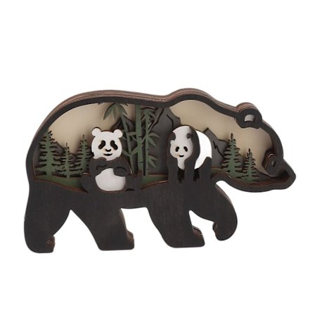 Panda Håndværks Ornament - Udskårne 3D træskulpturer til boligindretning og gaver