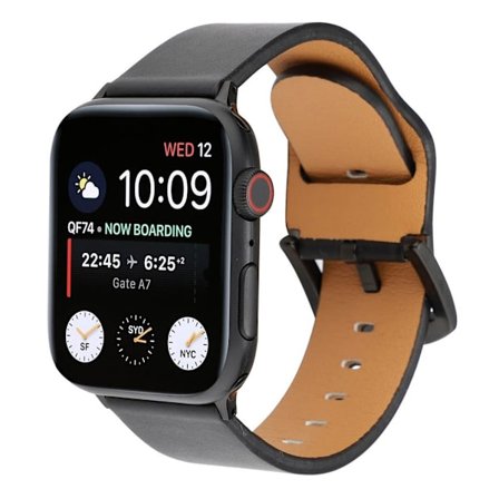 Apple Watch Series 4 44mm aitoa nahkaa oleva ranneke - Musta