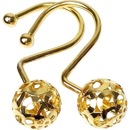 Guld duschdraperi krokar ringar, set med 12 metall rostfri ihålig boll design